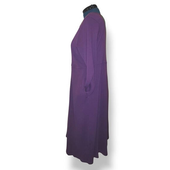 Woman Within Women's Plus Size 1X Purple Thermal Knit A-Line Dress W/ Pockets - Picture 4 of 7